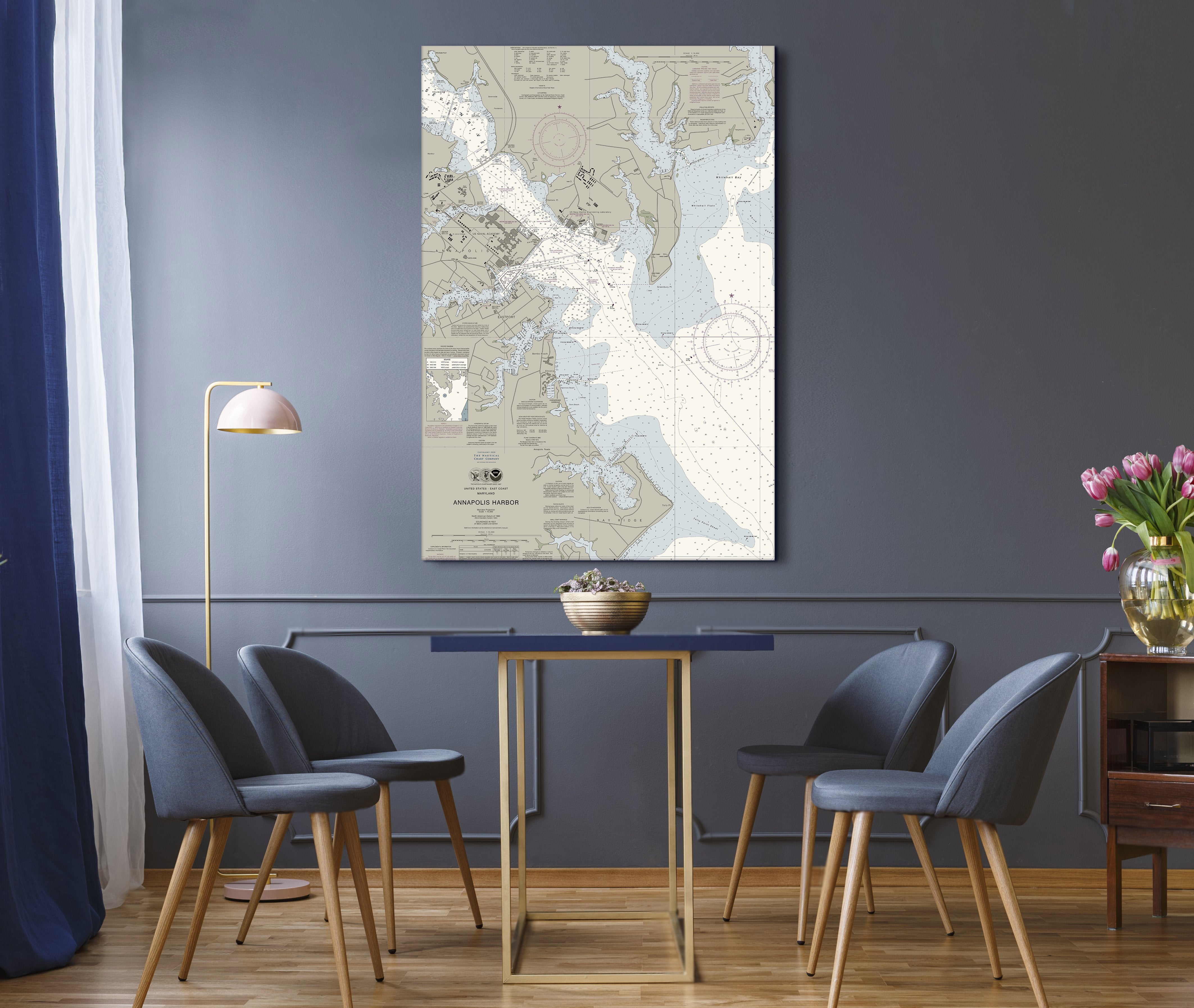 Annapolis Harbor, MD Nautical Chart Shower Curtain / buying Made to Order