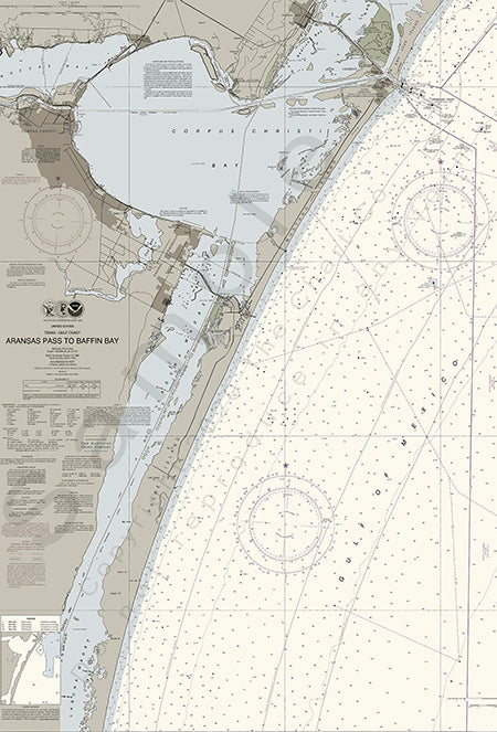 Aransas Pass to Baffin Bay Nautical Chart Art