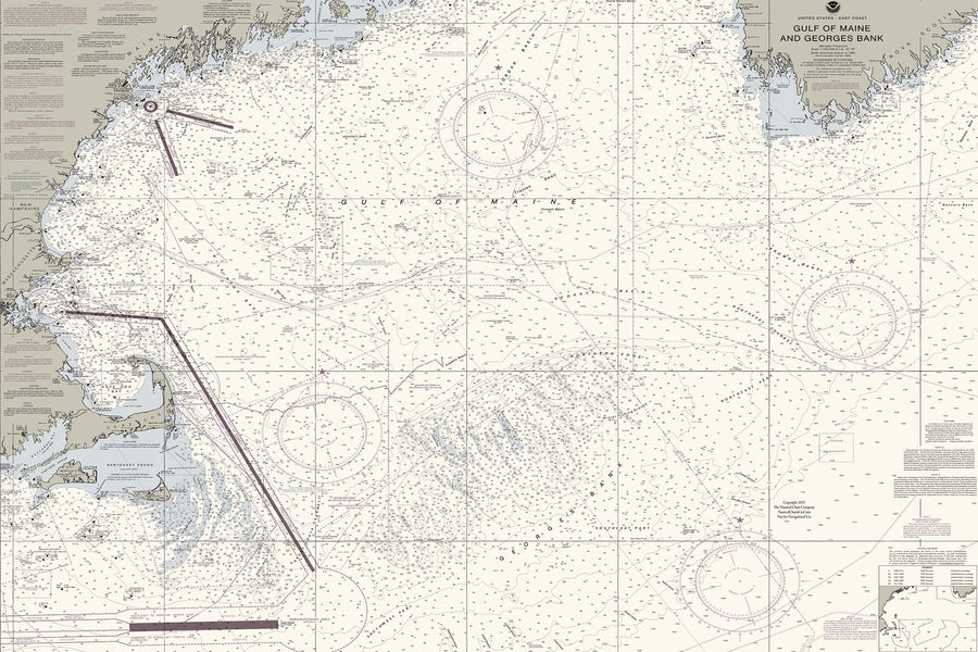 Gulf of Maine, Georges Bank Nautical Chart Art