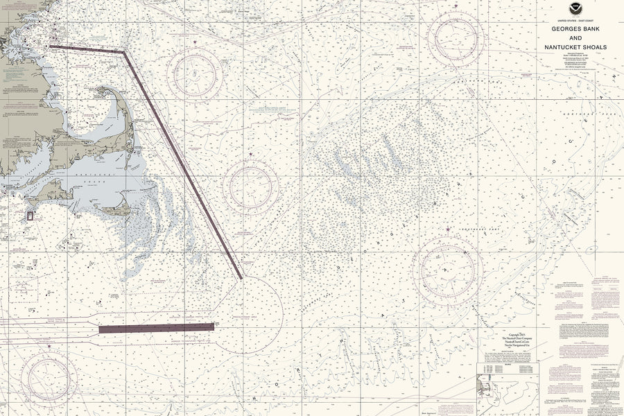 Nantucket Shoals, Georges Bank Nautical Chart Art