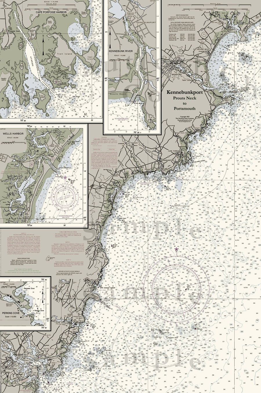 Kennebunkport, ME Nautical Chart Art