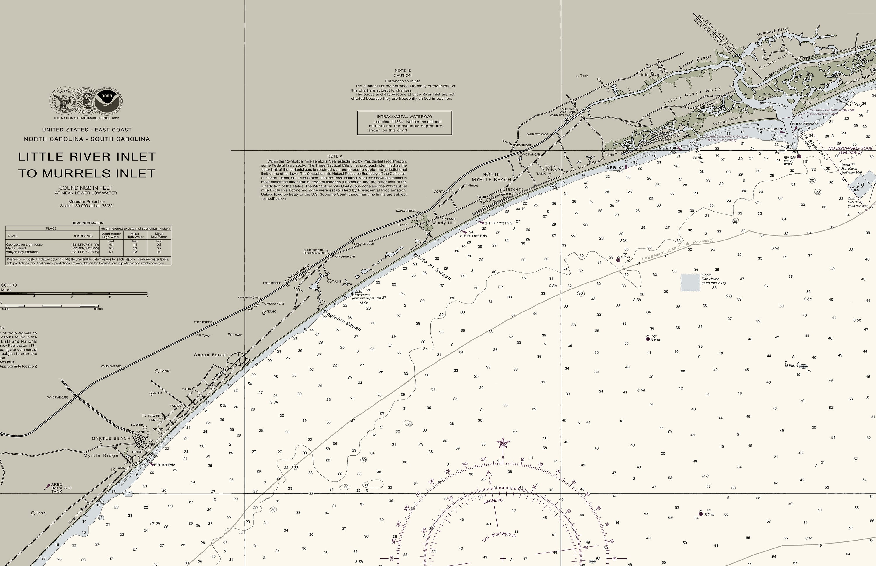 Little River Inlet To Murrells Inlet Nautical Chart The Nautical